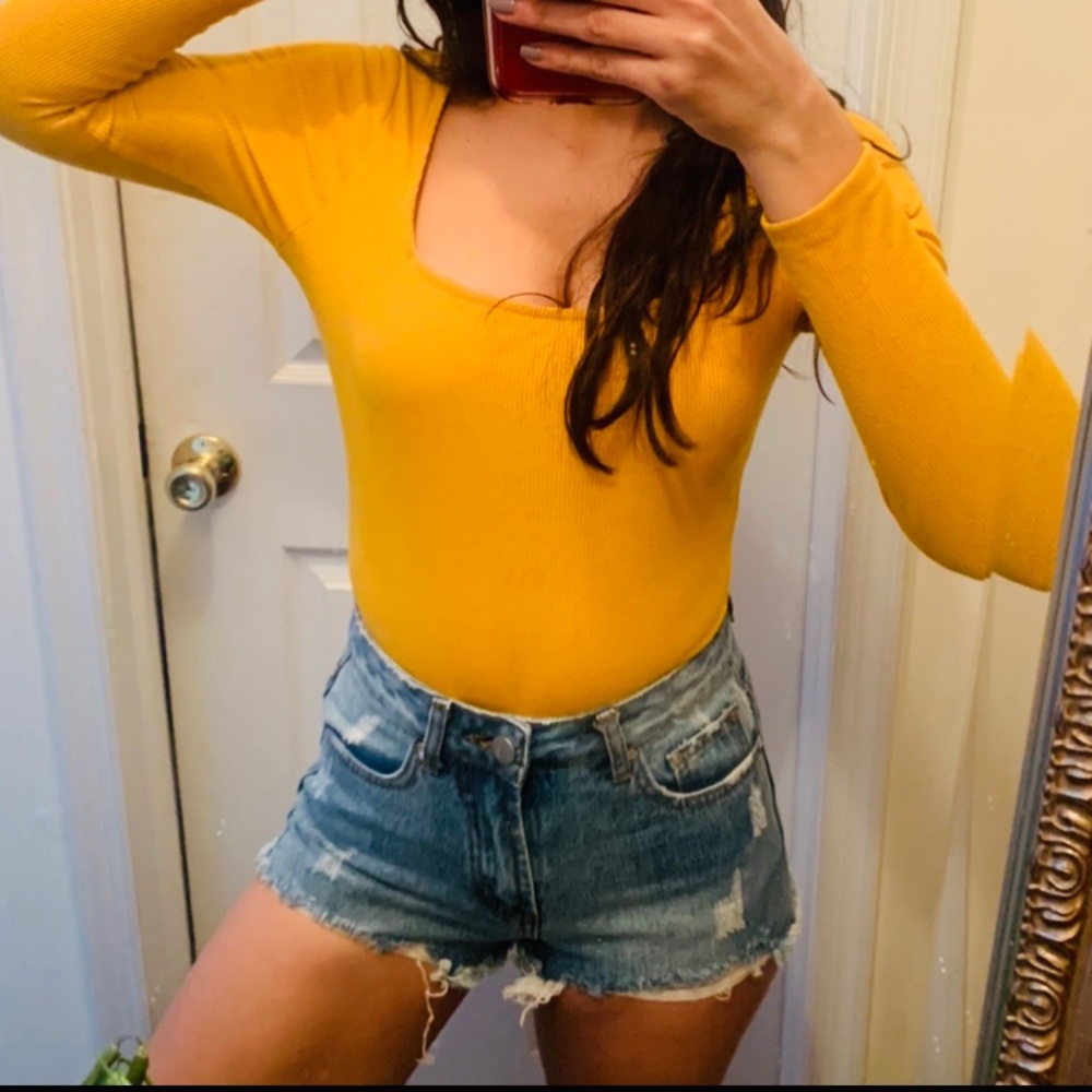 Mustard long sleeve bodysuit